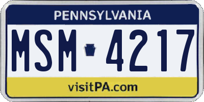 PA license plate MSM4217