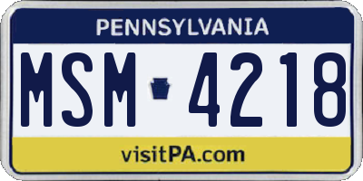 PA license plate MSM4218