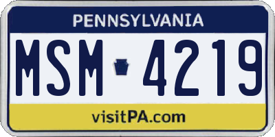 PA license plate MSM4219