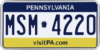 PA license plate MSM4220