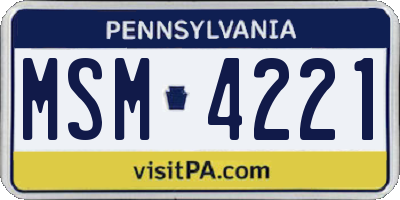 PA license plate MSM4221