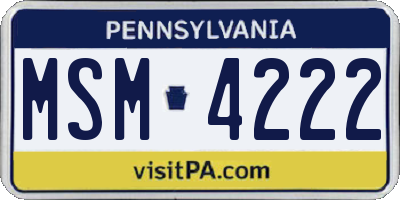 PA license plate MSM4222