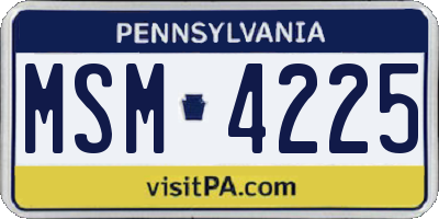 PA license plate MSM4225