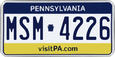 PA license plate MSM4226