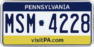 PA license plate MSM4228