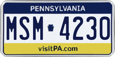PA license plate MSM4230