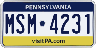 PA license plate MSM4231