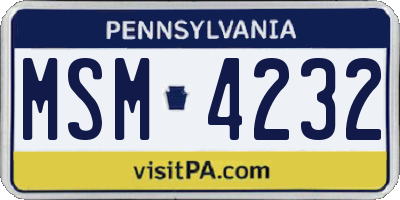 PA license plate MSM4232