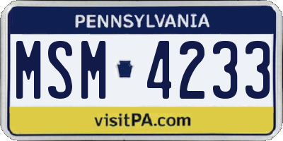 PA license plate MSM4233