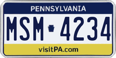PA license plate MSM4234