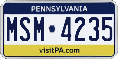 PA license plate MSM4235