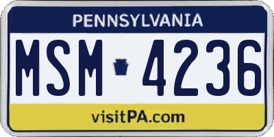 PA license plate MSM4236