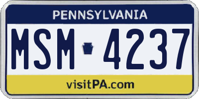 PA license plate MSM4237