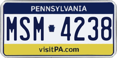 PA license plate MSM4238