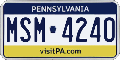 PA license plate MSM4240