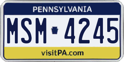 PA license plate MSM4245