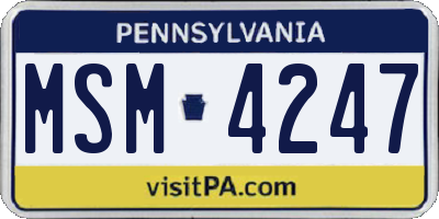 PA license plate MSM4247
