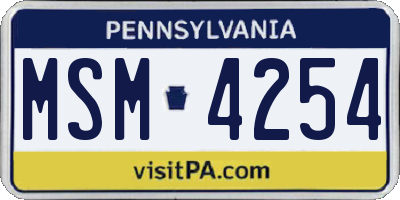PA license plate MSM4254
