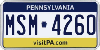 PA license plate MSM4260