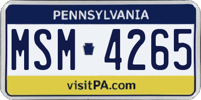 PA license plate MSM4265
