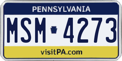 PA license plate MSM4273