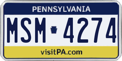 PA license plate MSM4274