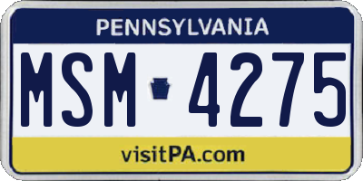 PA license plate MSM4275