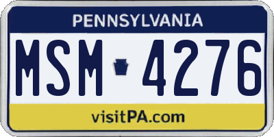 PA license plate MSM4276