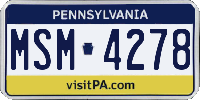 PA license plate MSM4278