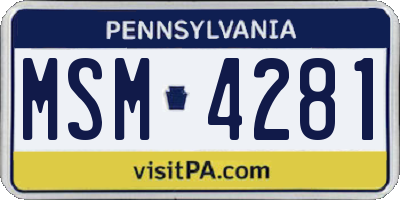 PA license plate MSM4281