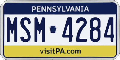 PA license plate MSM4284