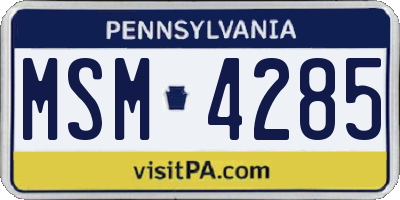 PA license plate MSM4285