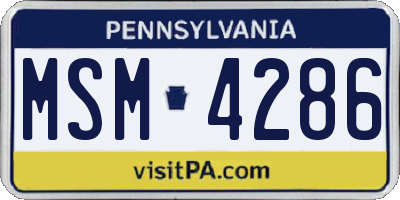 PA license plate MSM4286