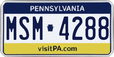 PA license plate MSM4288