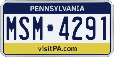 PA license plate MSM4291