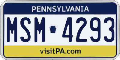 PA license plate MSM4293