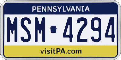 PA license plate MSM4294