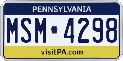 PA license plate MSM4298