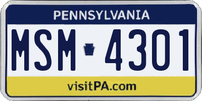 PA license plate MSM4301