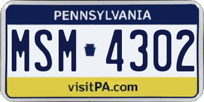 PA license plate MSM4302
