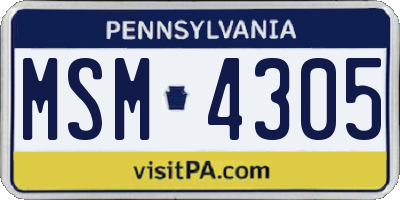 PA license plate MSM4305