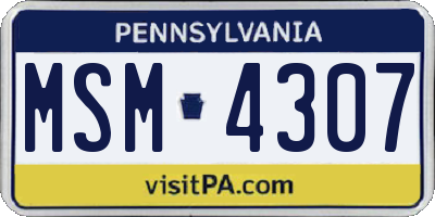 PA license plate MSM4307
