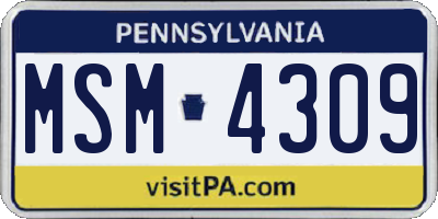 PA license plate MSM4309