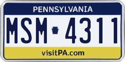 PA license plate MSM4311