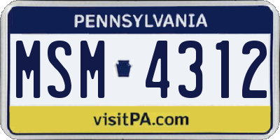 PA license plate MSM4312