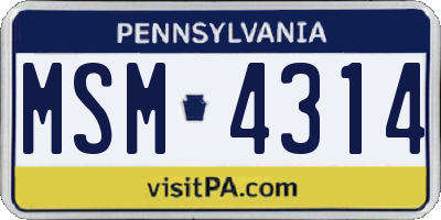 PA license plate MSM4314