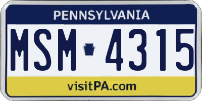 PA license plate MSM4315