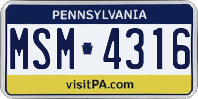 PA license plate MSM4316