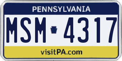 PA license plate MSM4317