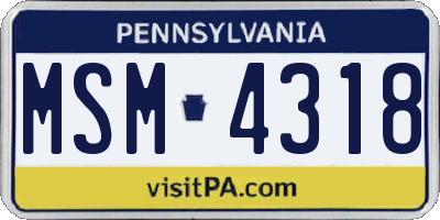PA license plate MSM4318